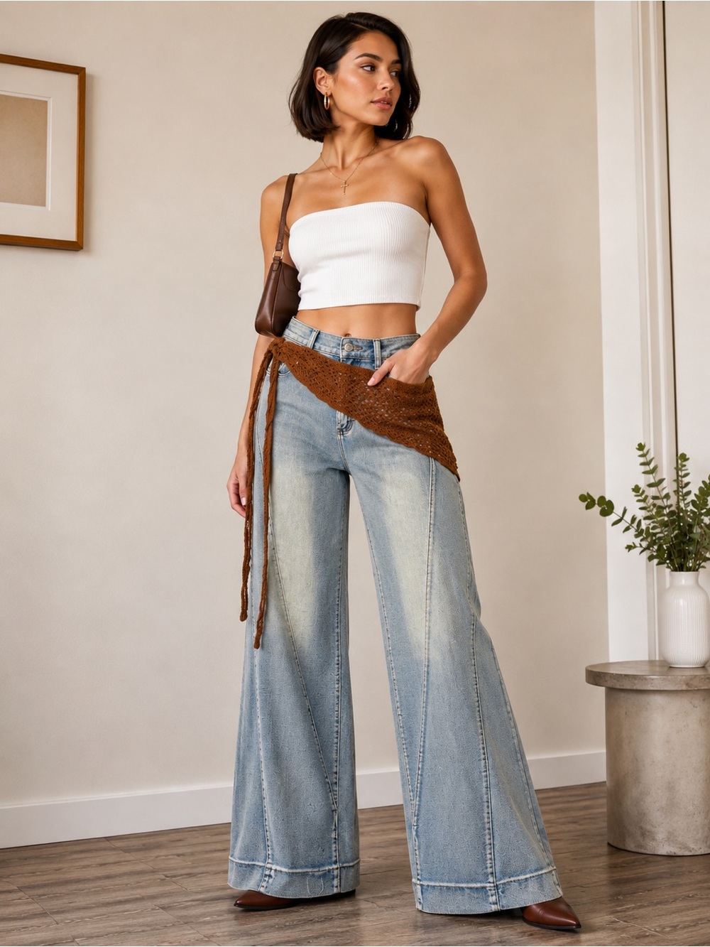 Wide Leg Light Wash Women’s Jeans - Blue